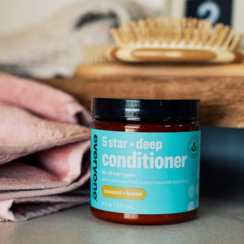 Everyone Hair Care 5 Star Deep Conditioner - Coconut & Lemon, 8 fl oz Bottle, Hair Mask for Dry Damaged Hair, Leave in Conditioner for Moisturizing Treatment, Sulfate Free & Paraben Free