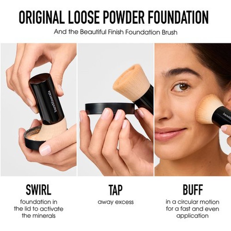 bareMinerals Original Get Started Kit 3-Piece Mineral Makeup Set, Medium Beige, Vegan, Cruelty-Free & Dermatologist-Tested
