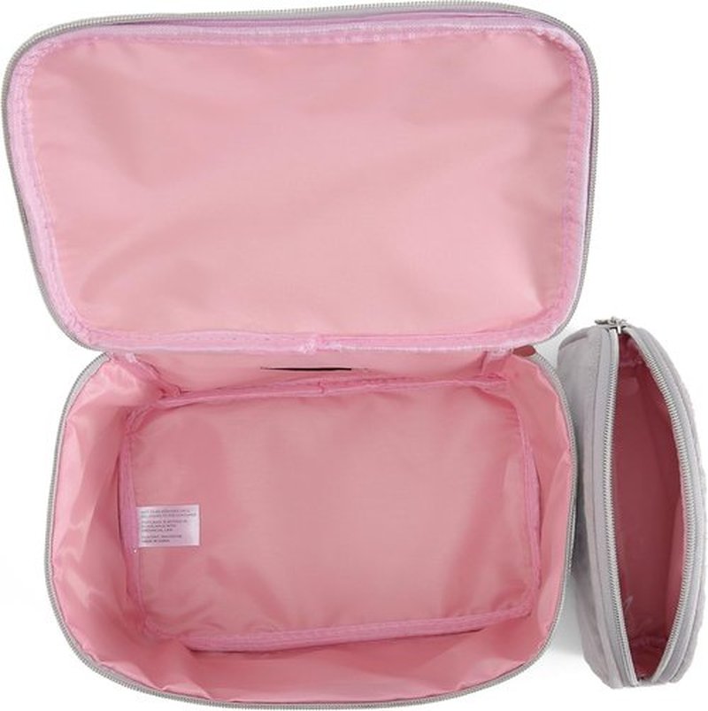 Juicy Couture Silver Sparkle Makeup Bag Set - Glittery Cosmetics Organizer & Travel Case