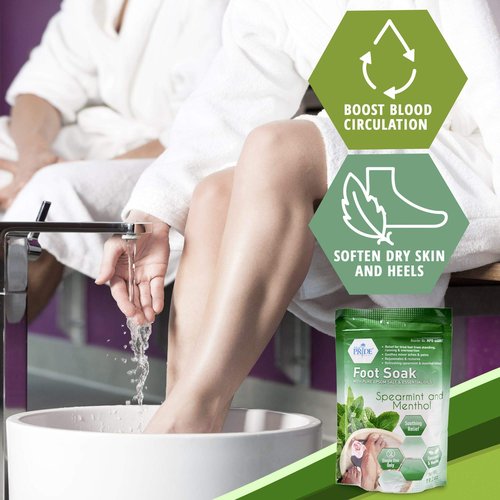 MED PRIDE Menthol Epsom Bath Salts for Pain Relief, Soothing Muscle Recovery & Relaxation with Essential Oils (Foot Soak 19.2 Ounce (Pack of 1))