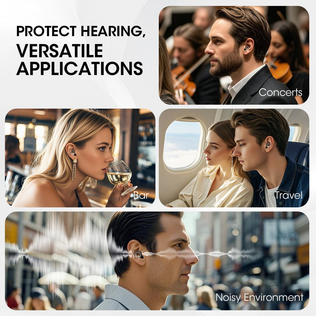 Vosaf Ear Plugs for Sleeping, 45dB Silicone Ear Plugs for Noise Cancelling, Earplugs for Snoring, Concert & Shooting with 8 Eartips, Silicone Hearing Protection for Work, Travel(Graphite)