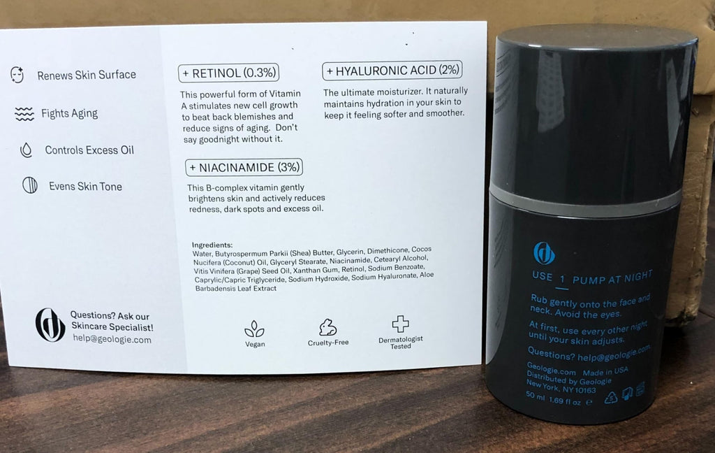 Geologie Retinol Anti-Aging Face Cream | Advanced .3% Retinol Formula for Effective Results | Reduce Fine Lines & Wrinkles | Protect & Repair Skin With Hyaluronic Acid & Niacinamide | For Men & Women
