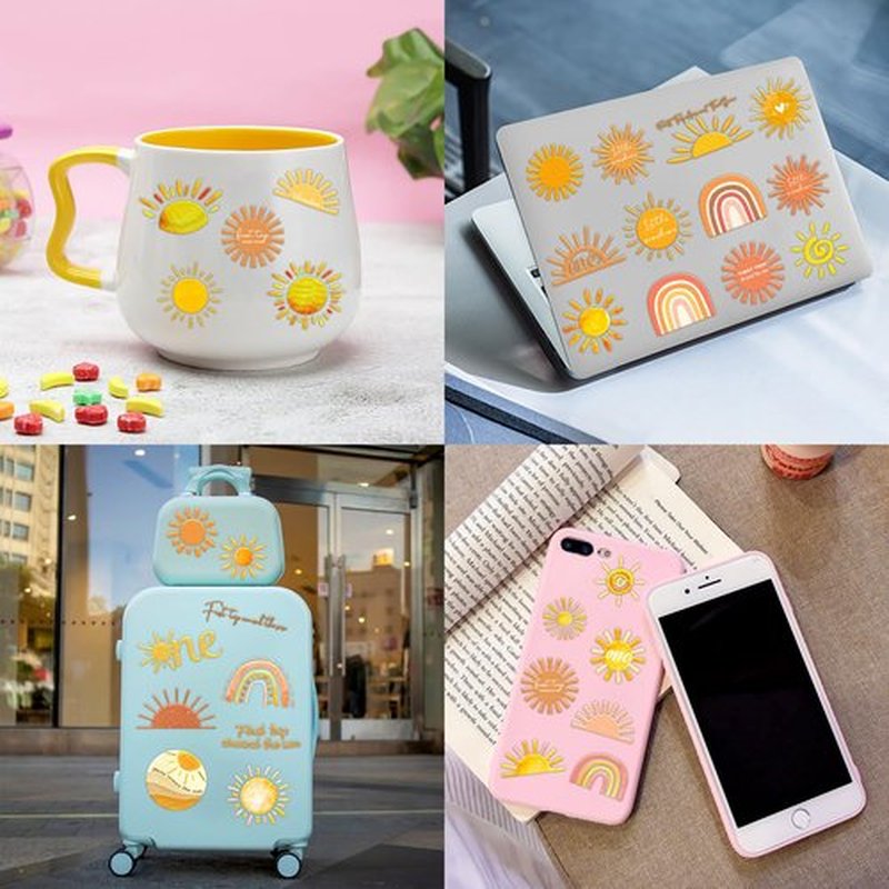 100PCS Boho Sunshine Sun Temporary Tattoos Themed Birthday Party Decorations Favors Supplies Decor Hello Sunshine Sunset Stickers Cute Gifts for Game Kids Boys Girls Class Prizes Carnival
