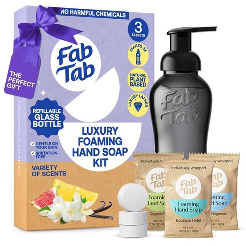 Foaming Hand Soap - Luxurious Scents And Foaming Lather, Botanical Tablets, Just Add Water - Affordable Refill Tablets - Reusable Soap Dispenser - Fab Tab (Single)
