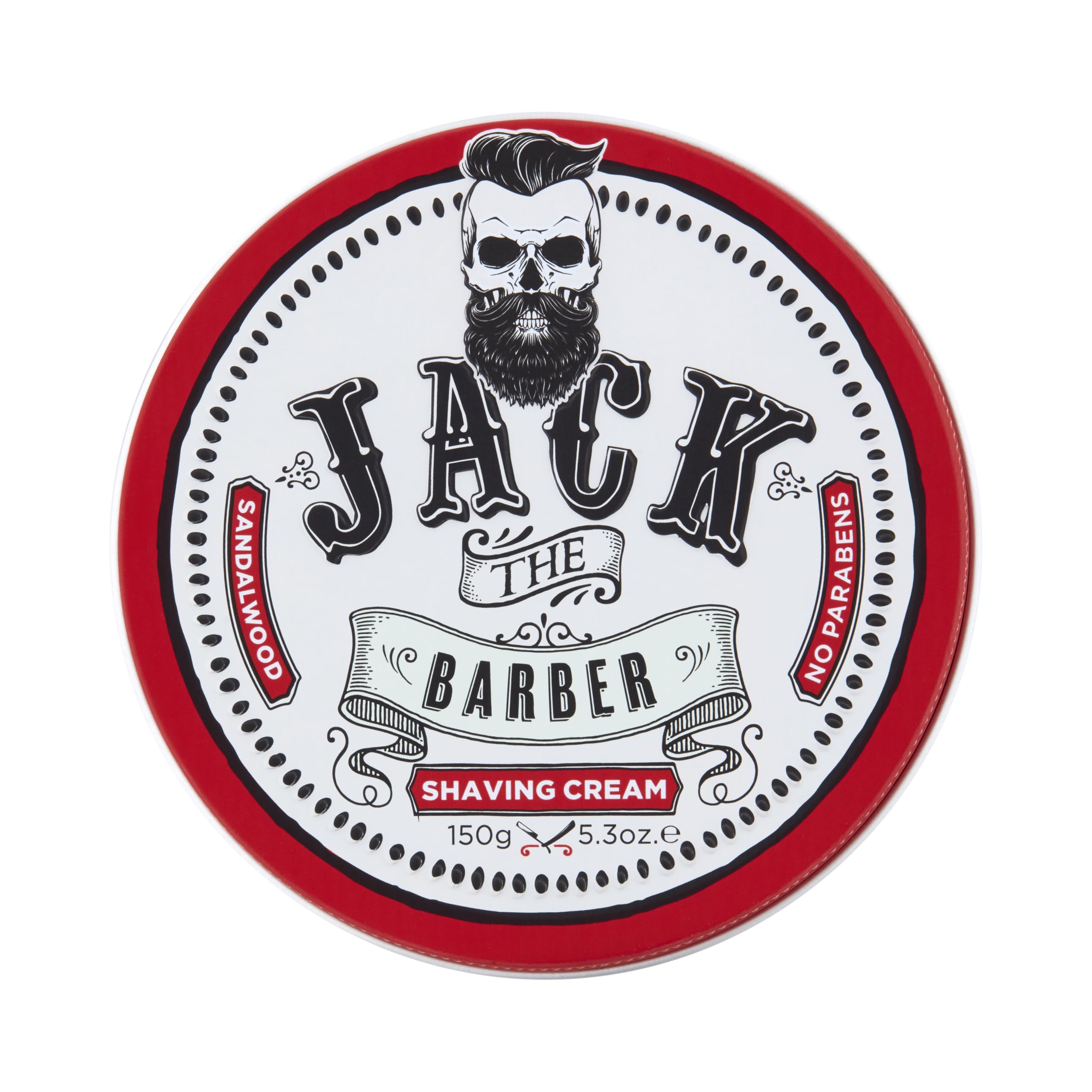 Jack The Barber Shaving Cream Sandalwood Scent, Classic Shave Cream For Men With Aloe Vera And Coconut Oil, Vegan Mens Shaving Cream For All Skin Types, 5.3 Oz