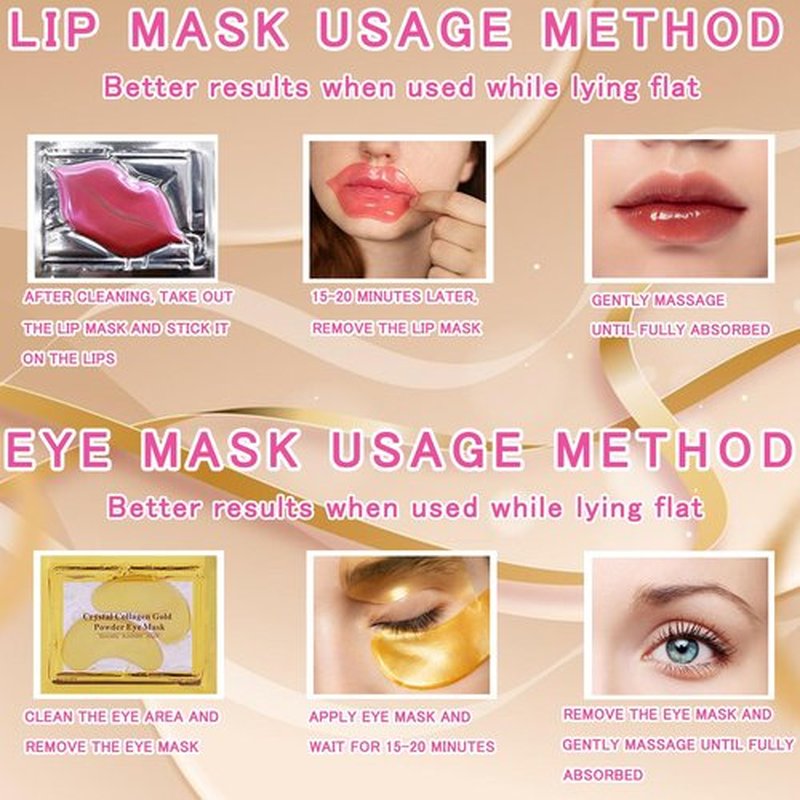 TIRDET 40 Pairs Eye Mask & Lip Mask, 24K Gold Gel Crystal Collagen Under Eye Patches for Dark Circles, Bachelorette Party Favors Adults Accessories, Galentines Day Gifts, Bulk Bridesmaid Gifts