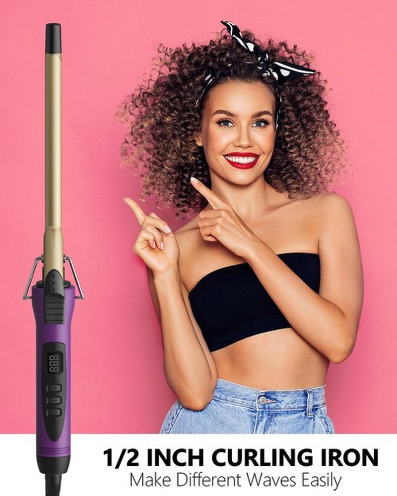 MELYDO 1/2 Inch Small Curling Iron Wand for Short & Long Hair, Half Inch Curling Wand Ceramic Small Barrel Curling Iron Tiny Curling Wand with Adjustable Temperature, Include Heat Resistant Glove