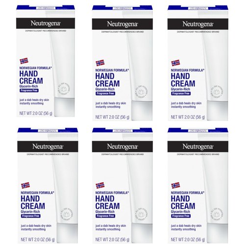 Neutrogena Hand Cream - Norwegian Formula Moisturizing Lotion for Dry Hands | Fragrance-Free, 6 Pack, 2 oz Each