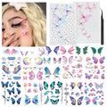 Glitter Butterfly Temporary Tattoos Sticker for Women Girls Eye Face Makeup Decoration, Flash Fairy Body Art Shiny Butterflies Waterproof Fake Tattoos for Festival Party(Butterfly Gem Stickers)