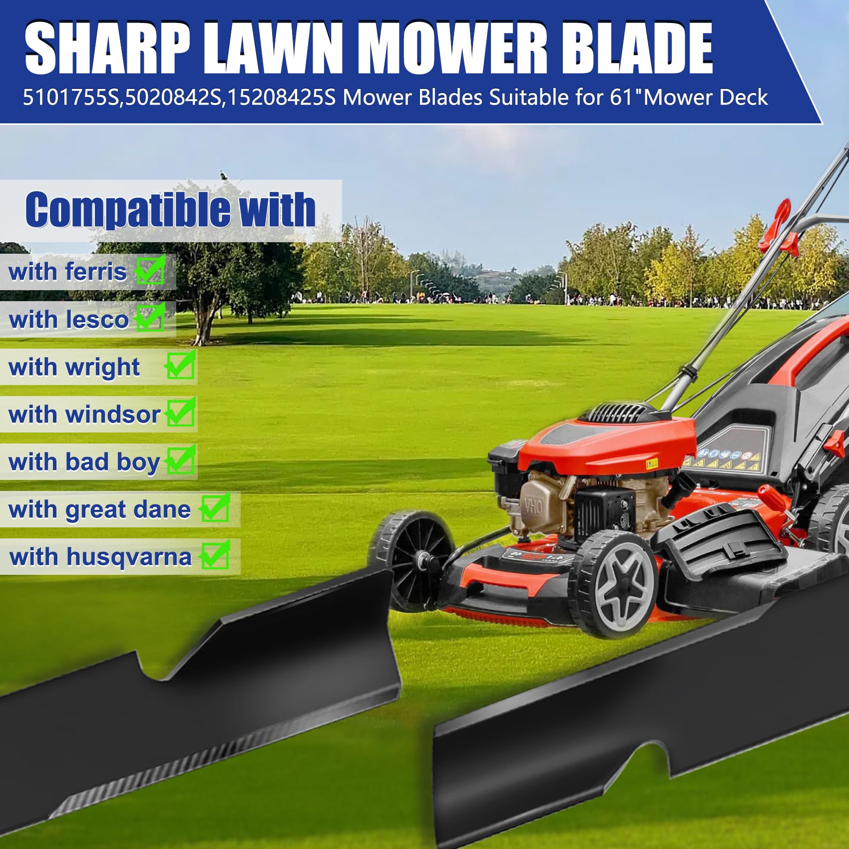 Upgrade 5101755S (3 Pack) Lawn Mower Blades Replace for 91-626 596-347,21" Mower Blade,Compatible with Scag 61" Deck Lawn Mower,Replace for All 61 inch Ferris lawnmowers