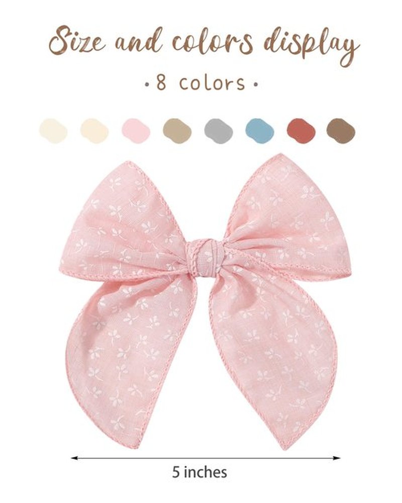 doboi 8PCS Baby Girls Hair Clips Fable Hair Bows Cotton Linen Bows for Girls Hair Accessories for Baby Toddlers Kids