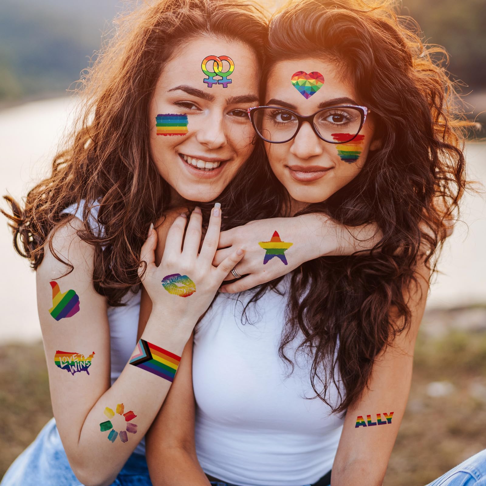 Zomme 144 Pcs Pride Tattoos, LGBT Rainbow Temporary Tattoos, Pride Temporary Tattoos, Waterproof Rainbow Flag Tattoo Stickers for Pride Equality Parades
