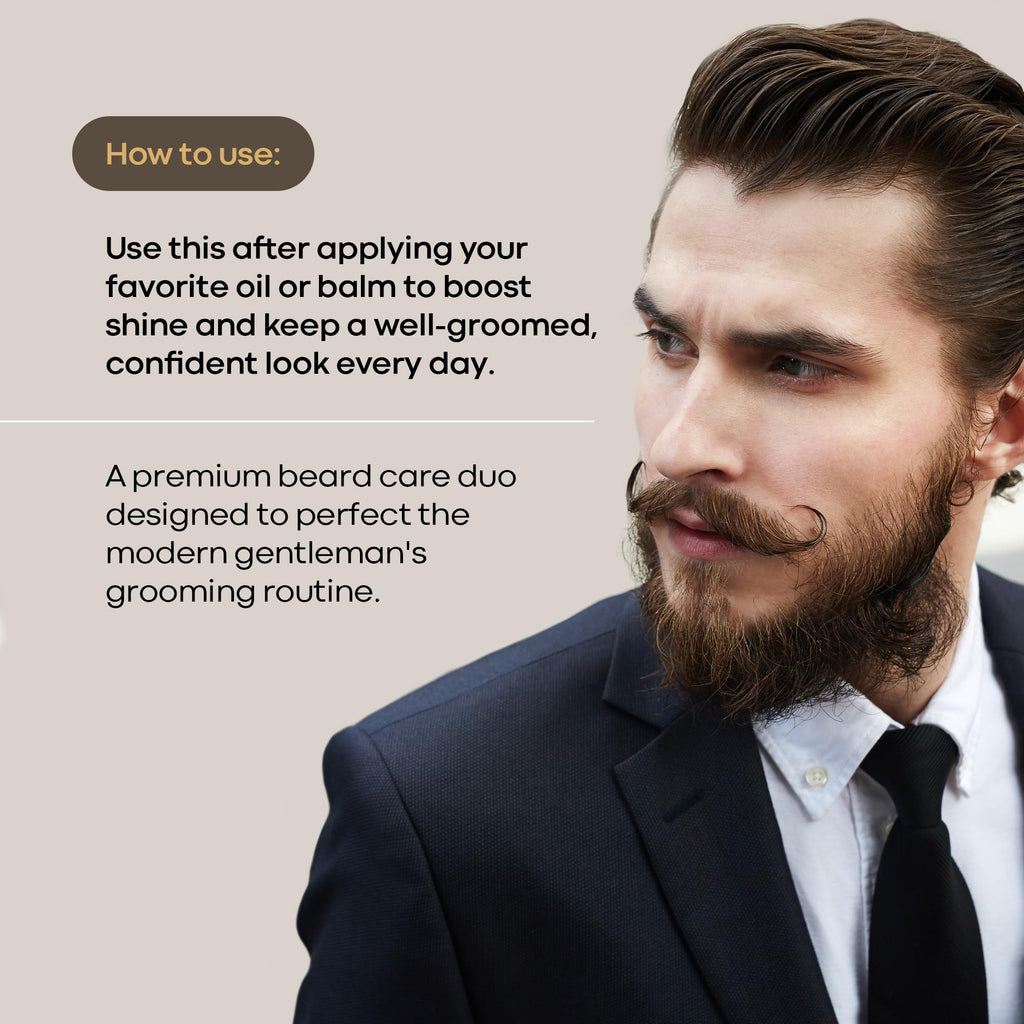 Dapper Davis Beard Brush and Comb Set for Men | Boar Bristle Beard Brush & Wooden Beard Comb | Beard Grooming Kit for Softening, Detangling & Styling Facial Hair
