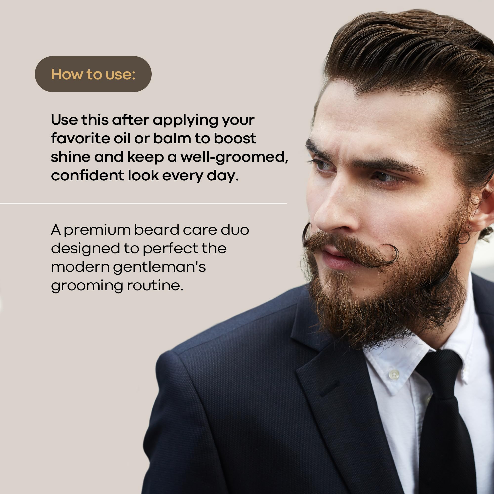 Dapper Davis Beard Brush and Comb Set for Men | Boar Bristle Beard Brush & Wooden Beard Comb | Beard Grooming Kit for Softening, Detangling & Styling Facial Hair