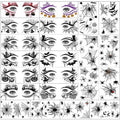 Hotoyannia 22 Sheets 110 PCS Halloween Face Temporary Tattoos Stickers, Halloween Face Fake Tattoos Spider Web Bat Eyeliner Eye Shadow Tattoos Halloween Makeup Kit For Women Girls Masquerade Party