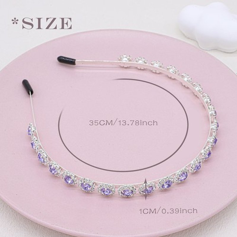 Ammei Headpiece Bridal Headpiece Wedding Headband with Crystal and Hair Accessories (Purple, 5.5'')