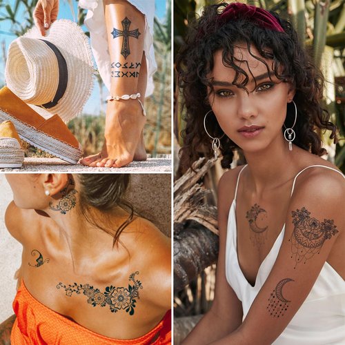 CUTELIILI Realistic Semi Permanent Tattoo for Adults and Kids 8 Sheets, Half Arm Sleeve Temporary Tattoo Waterproof and Lasting 1-2 Weeks,Cute Fake Tattoos for Teens