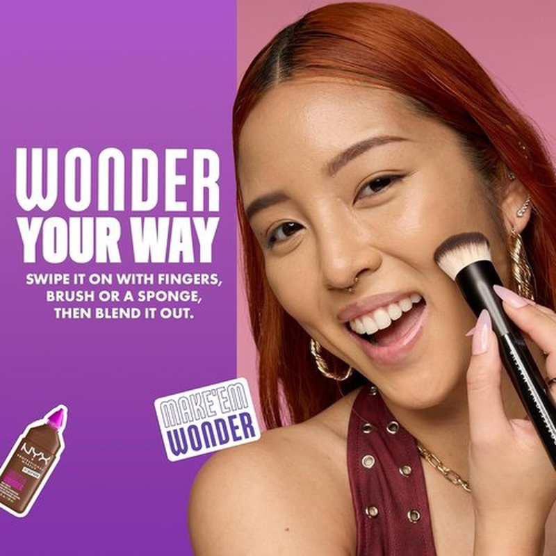 NYX Professional Makeup Make 'Em Wonder Liquid Foundation - 24HR Soft Matte Finish, Buildable Full Coverage | 08 Vanilla