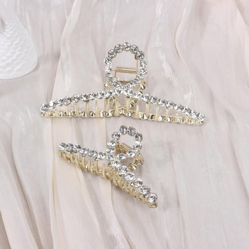 FAELBATY Diamond Hair Claw Clip, Metal Claw Clips for Women, Strong Hold Claw for Heavy Hair, 4.5" & 3" Jaw Clamp, Large Hair Accessories for Long Thick Hair 2 Pcs