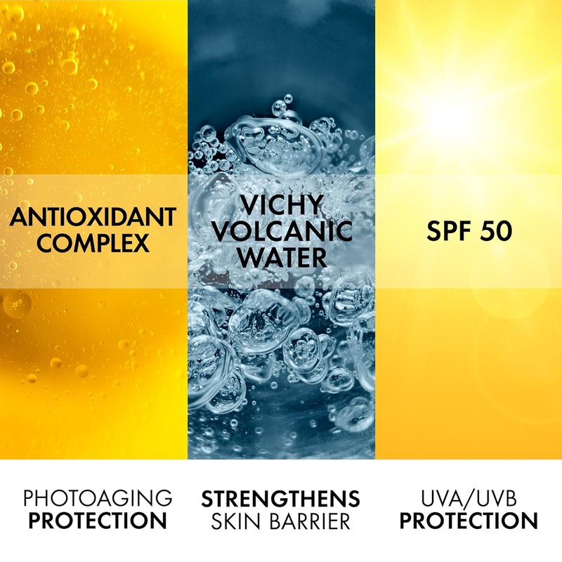 Vichy Capital Soleil Face Sunscreen SPF 50 - Anti-Aging, Oxybenzone-Free Protection for Sensitive Skin | Travel Size