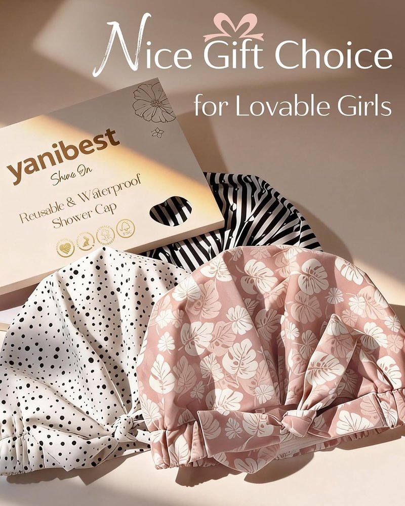 Yanibest Reusable Waterproof Shower Cap - Adjustable Non-Slip Design for Long Hair | Green