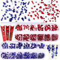 JERCLITY 1620pcs Flat Back Red Nail Rhinestones Blue Nail Rhinestones Round Beads Crystals Glass Gems Stones Multi Shapes Sizes with Picking Pen for Crafts Nail Face Art Clothes Shoes Bags DIY