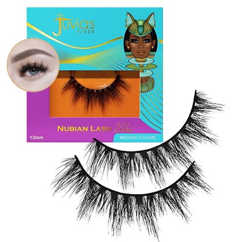 Juvia's Place Nubian Eyelashes Biba - Eyelash Extension for Day or Night Use, Vegan Mink Lashes, Cruelty-Free Fluffy Lashes, Reusable Adhesive Eyelashes, Matte Black Mink Eyelashes Natural Look