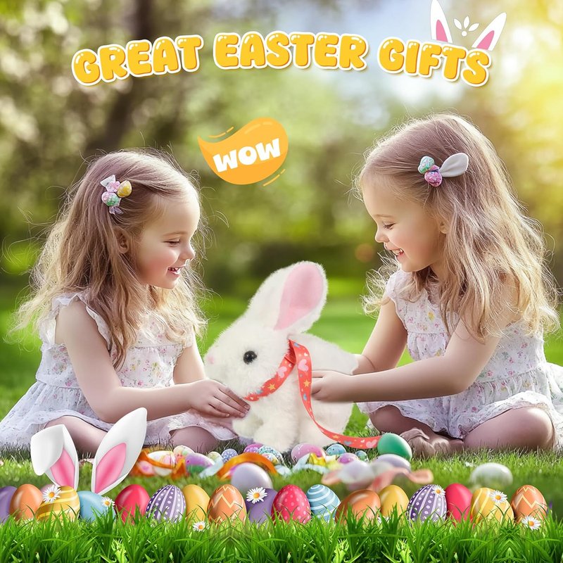 Bunby Easter Robot Bunny Pal - Interactive Plush Toy with Sounds & Hopping Action | White