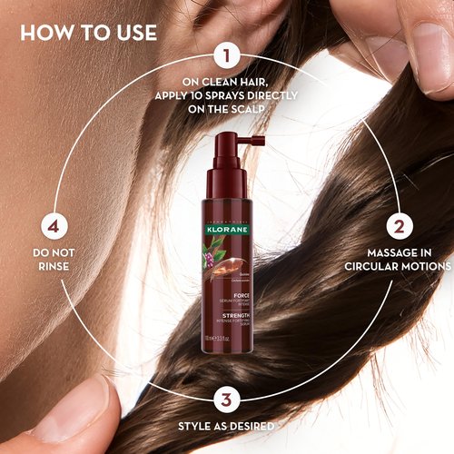 Klorane Intense Strengthening Serum with Quinine - Natural Alternative for Hair Thinning - Support Thicker, Stronger, Healthier Hair - Men & Women - Non-Greasy, Leave-in Formula - 3.3 fl. oz.