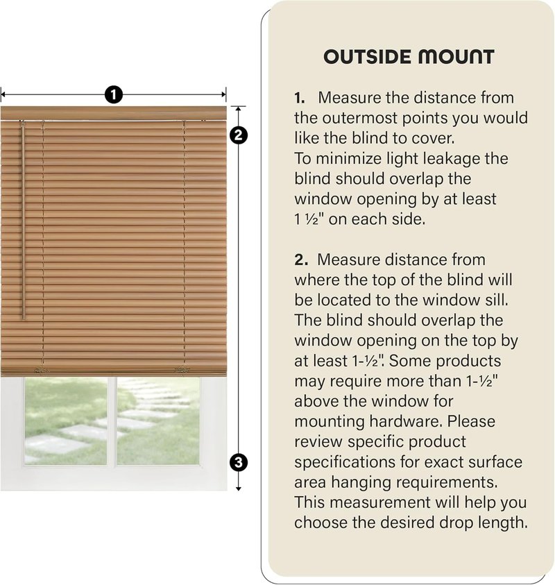 Achim Home Decor Cordless Mini Blinds - Light Filtering, 29" W x 72" L, 1" Slat Size - Alabaster Finish