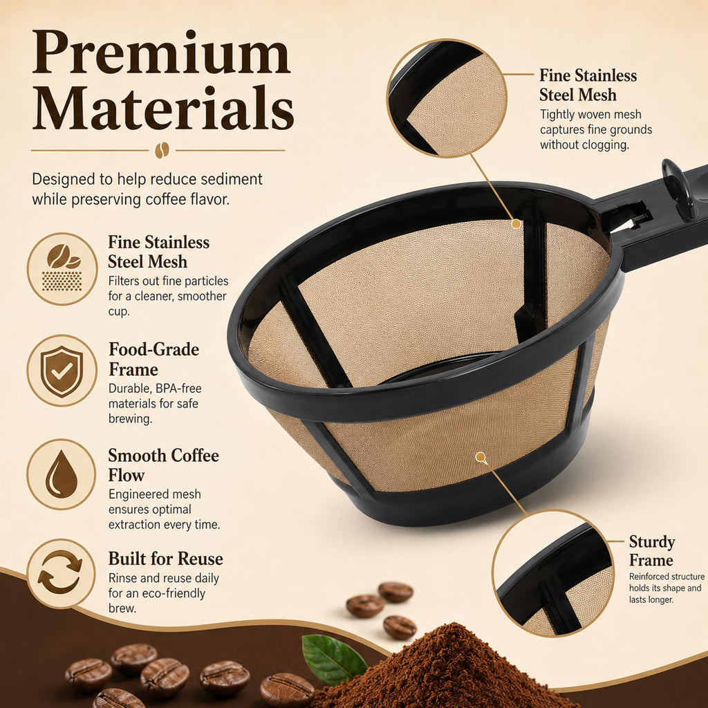 Reusable Single Serve Brew Coffee Basket Scoop,Gold Coffee Filters Replacement Compatible with Hamilton Beach 2-Way Coffee Makers 49980A, 49980Z, 47650, 49933 Accessories,Pack of 2