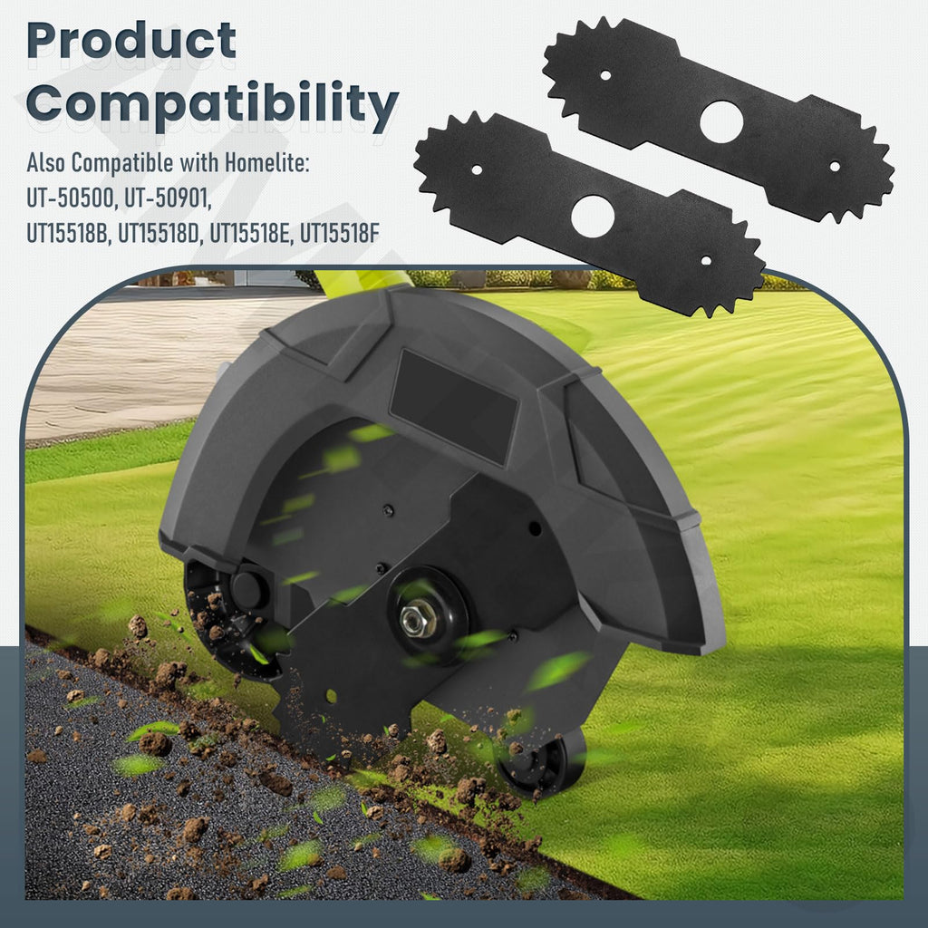 AMTHKNO 2-Pcs 9 inch Heavy-Duty Edger Blade for Ryobi Edger RY13050 RY13050A RY15518 RY40030 P2300, Replaces 638006008 638006007, 1" Center Hole - Quenched Steel