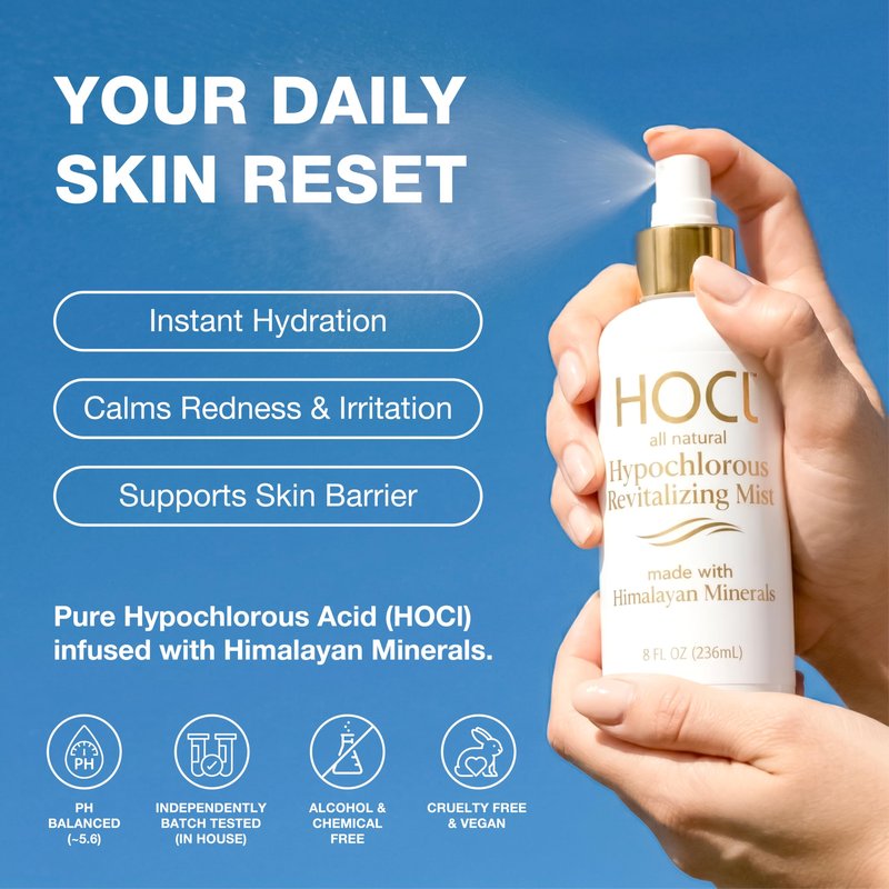 Think Smarter Hypochlorous Acid Revitalizing Mist with Himalayan Minerals, Gentle Face & Body Spray, Refreshes and Helps Support the Skin’s Natural Barrier, For All Skin Types, 2 fl oz Spray Bottle