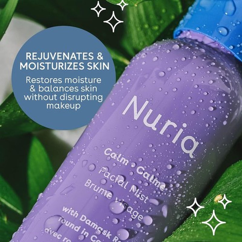 Nuria Calm Facial Mist - Fragrance-Free Damask Rose Water Spray with Marigold Extract | 120mL/4.1 fl oz