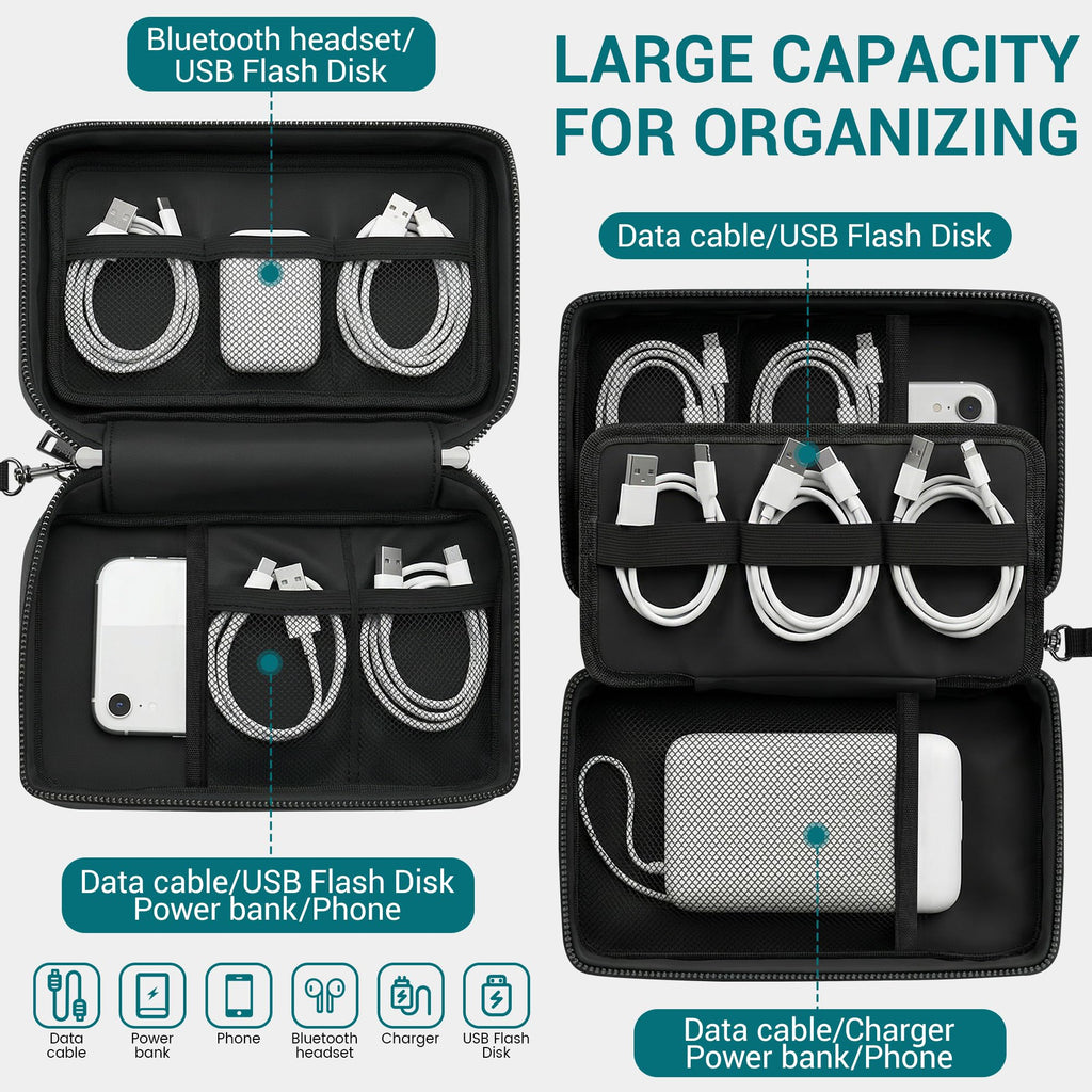 JHSafer Fireproof Electronics Organizer Travel Case, Black