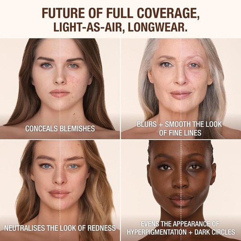 Charlotte Tilbury Airbrush Flawless Matte Foundation - Full Coverage Liquid Makeup | Natural-Matte Finish, Waterproof & Transfer Resistant