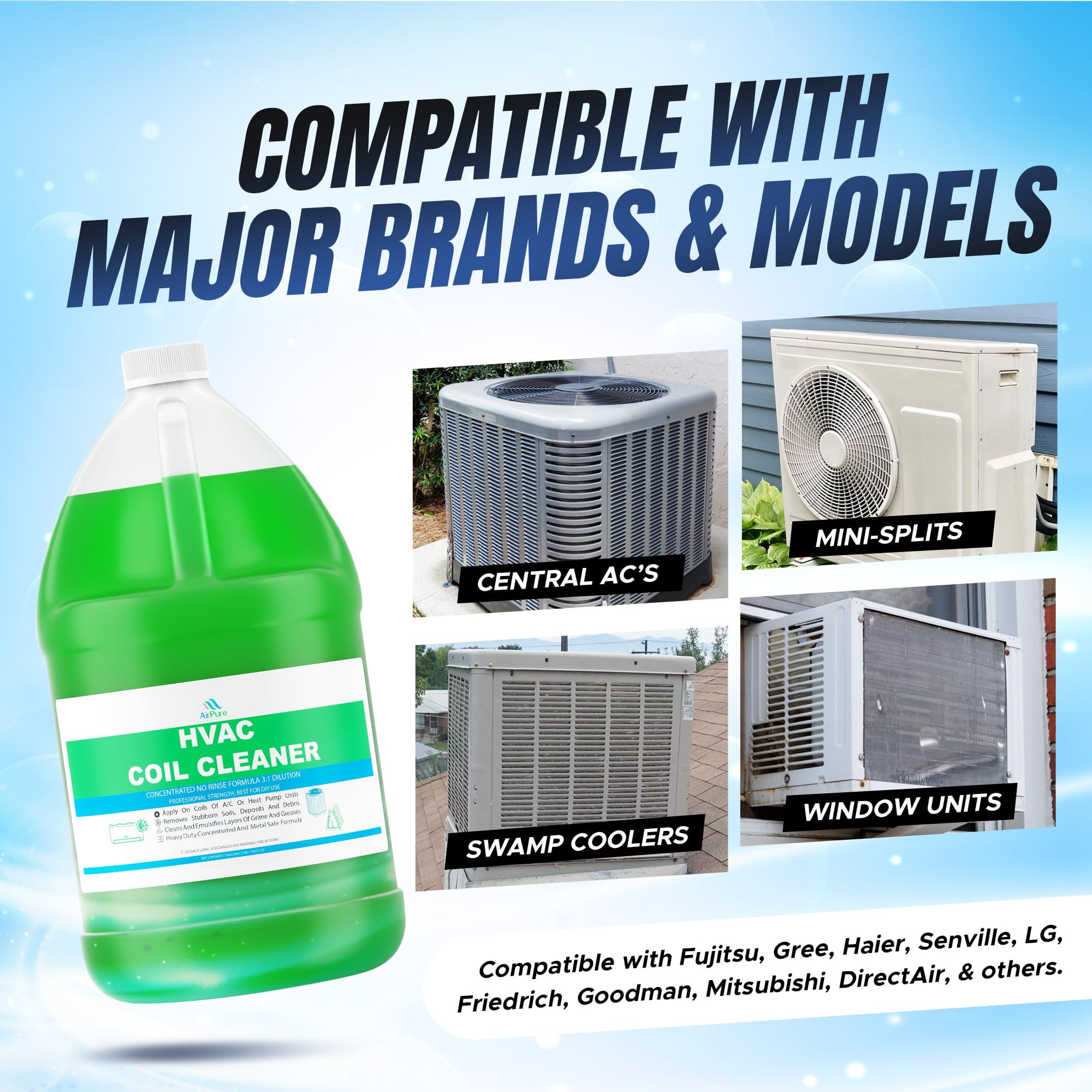 Complete Mini Split Cleaning Kit Featuring Nu-Calgon Evap Pow'r C Coil Cleaner & CleanAir Odour Treatment Tab - For Units Up To 39 Inches Wide