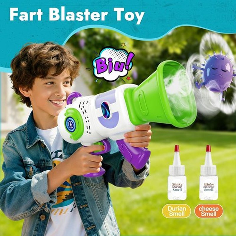 Resosese Fart Gun - Fun Fart Blaster Toy with Real Fog Rings, Unique Scents & Color-Changing Lights