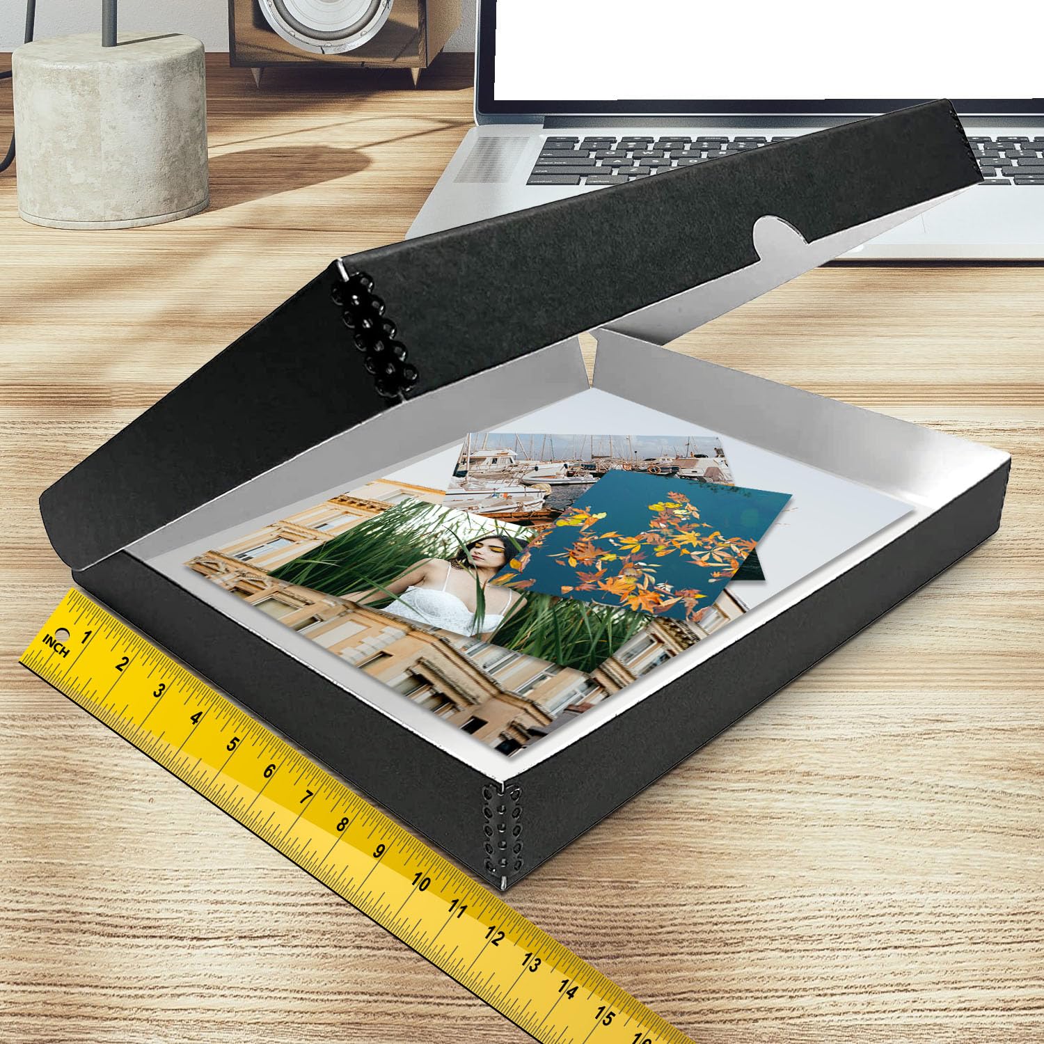 Golden State Art, Clamshell Archival Folio Storage Box 11x14 Inch, Black