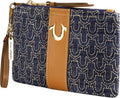 True Religion Mini Wallet - Compact Quilted Clutch Pouch with Wrist Strap | Dark Denim, One Size