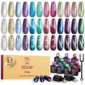 ROSALIND Cat Eye Gel Nail Polish with Magnet, 12 PCS Holographic Glitter Purple Blue Red Gel Polish Magnetic and Swirl Shell Thread Effect Sparkle Nail Polish Cateye Gifts for Women