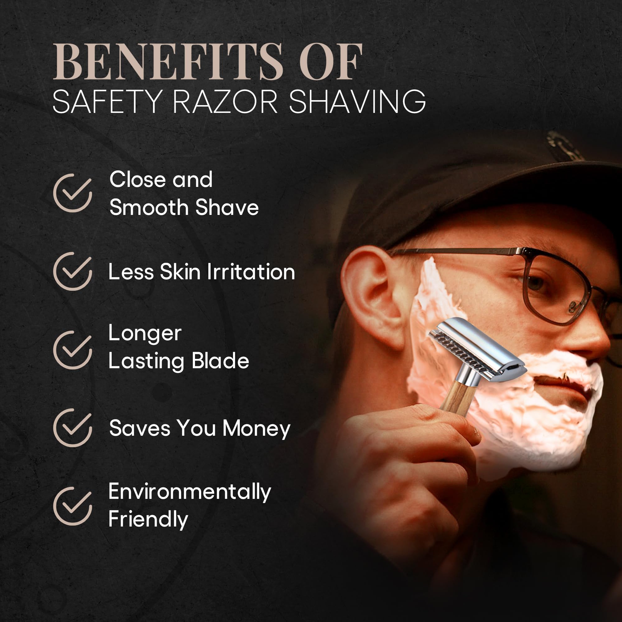 Complete Safety Razor Kit - Includes Olive Wood Safety Razor, Closed Comb Double Edge Razor, Safety Razor Stand, Olive Wood Shaving Brush, Organic Soap, Shaving Bowl, Shaving Kit For Men, Great Gift