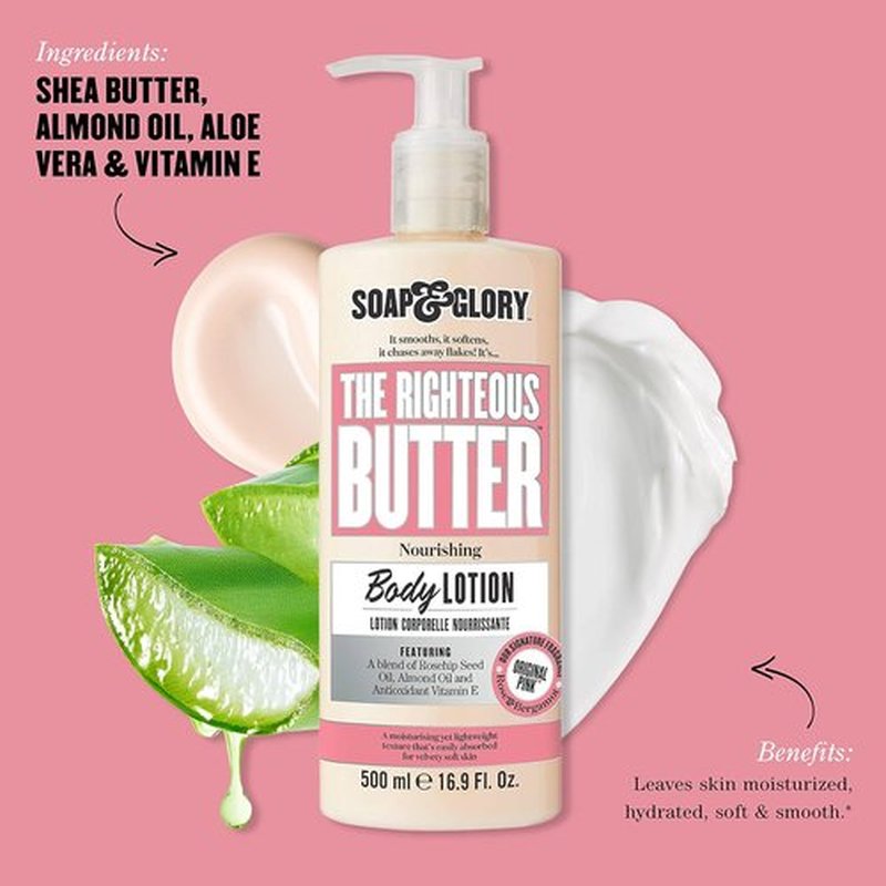 Soap & Glory Original Pink Body Lotion - Lightweight Moisturizer with Shea Butter & Aloe Vera - 16.9 fl oz