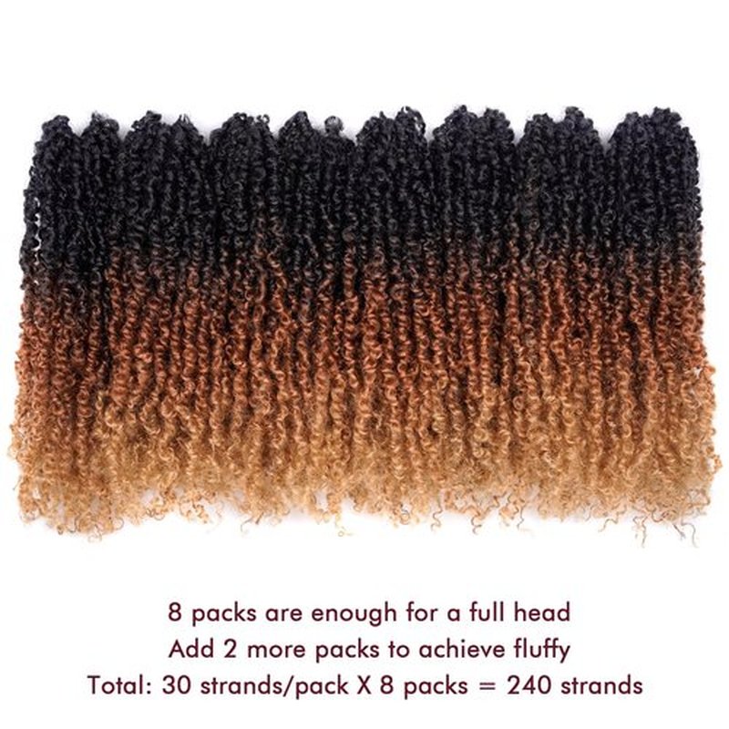 GIX Yanky Twist Crochet Hair - 10 Inch 8 Packs (240 Strands) 3 Tones Ombre Brown Pre-twisted Fluffy Spring Mini Twist Short Bob Passion Twist, Crochet Braids Braiding Hair (10 Inch, OT30/27-8P)