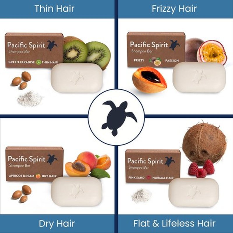 Pacific Spirit Shampoo Bar for Curly & Wavy hair with Coconut Moisturizing and Conditioning - 2 in 1 - Tropical Scent, 3.53 Oz.