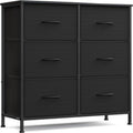 SONGMICS Dresser - Stylish Chest of Drawers with 6 Non-Woven Fabric Bins | Ink Black & Ebony Black