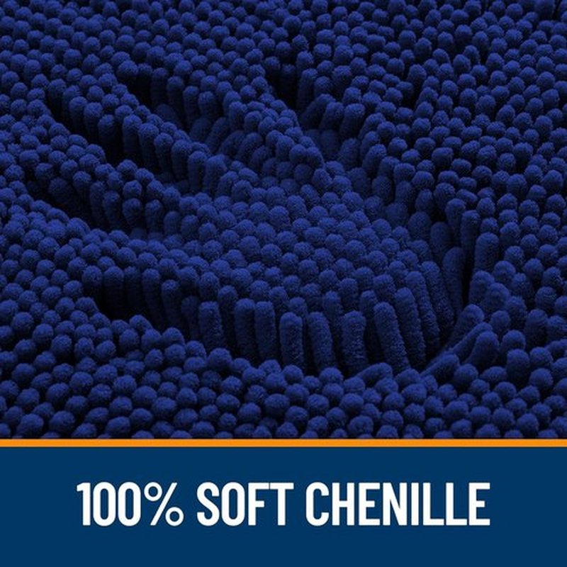 OLANLY Bathroom Runner Rugs - Extra Soft Chenille Bath Mats | 47x24, Quick Dry & Machine Washable, Navy