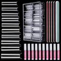 HNYYZL Extra Long Square ABS False Nail Tips, 240Pcs Kit with C Curve, Nail Glue, File for Salon Home DIY