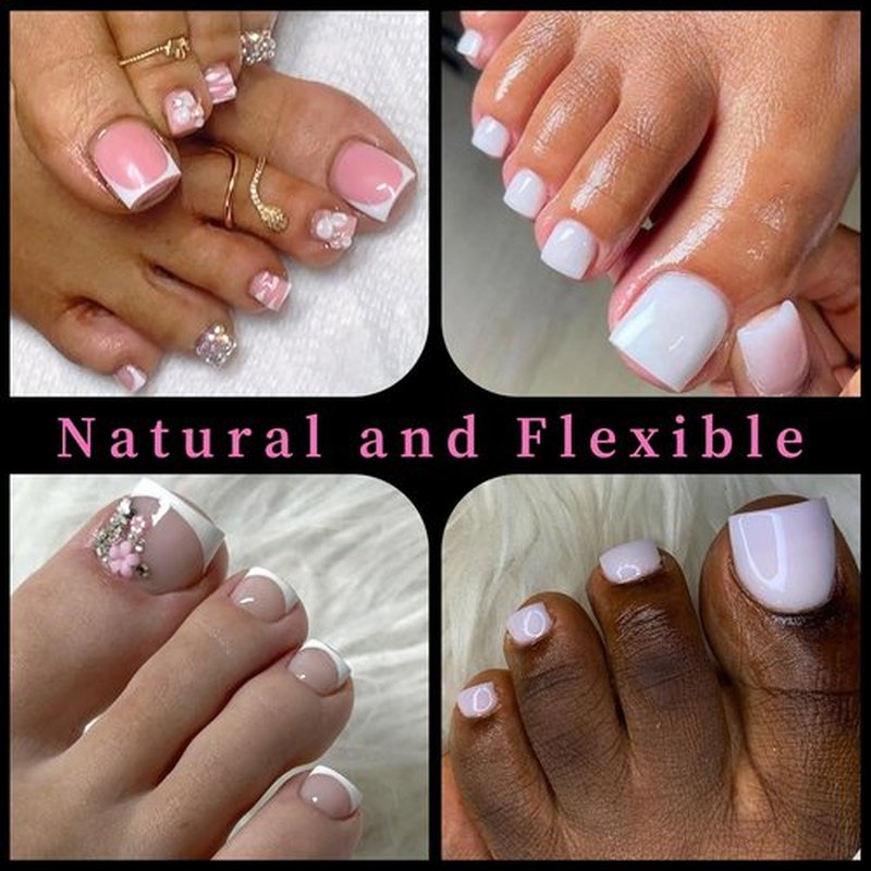 AddFavor Toe Nail Tips, 600pcs Soft Gel Toenail Tips Short Square Fake Toe Nails, Clear False Toe Tips 12 Sizes Acrylic Nail Tips for Toe Nails Extension