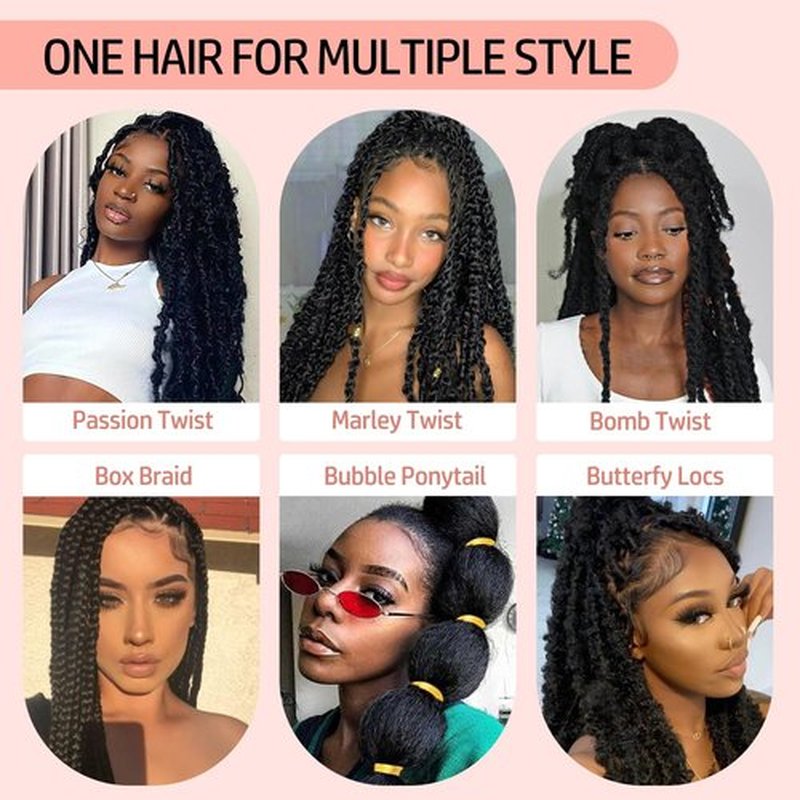 8 Packs Springy Afro Twist Hair Pre-Separated 16 inch Afro Twist Hair Marley Twist Braiding Hair Soft Locs Crochet Twist Hair Extensions For Women (1B#, 16 inch (Pack of 8))